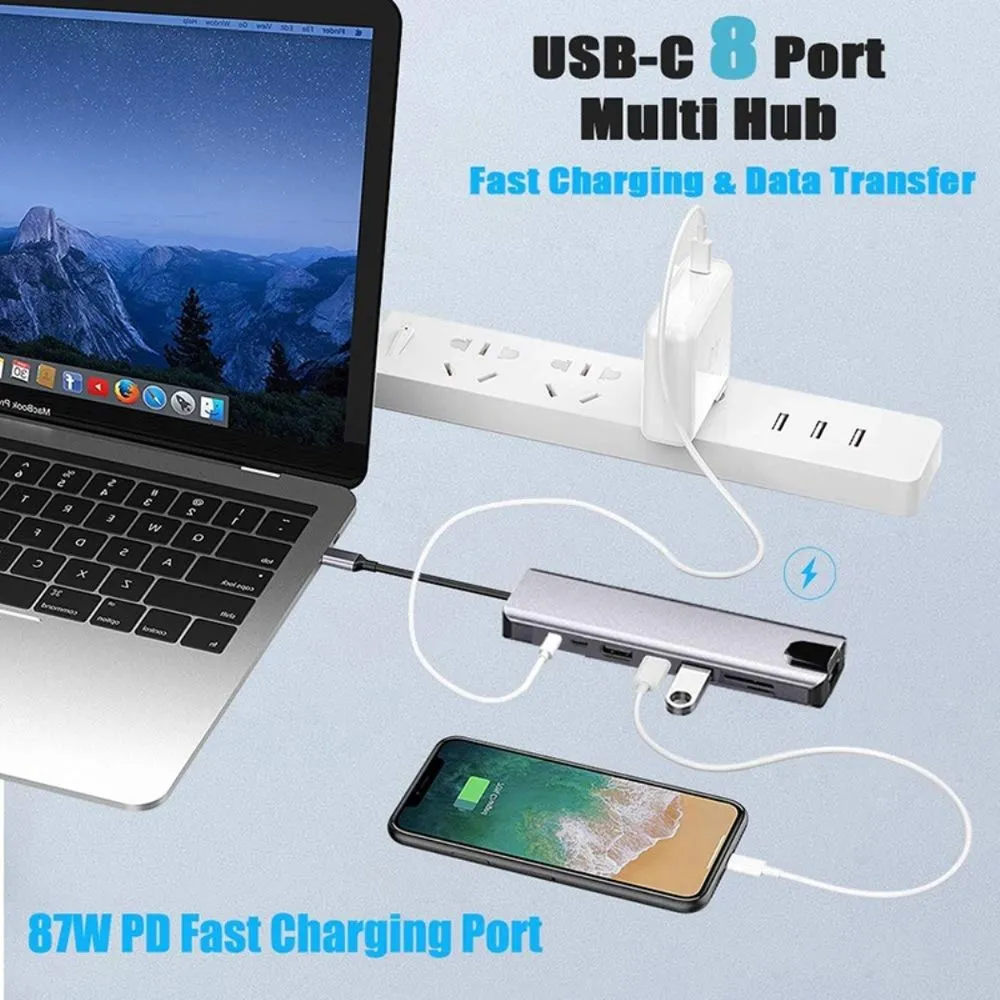 ADAPTADOR ALDEEPO AD-KZ05, USB,TIPO C, HDMI, LECTOS SD/TF, RJ45 - Vista 3