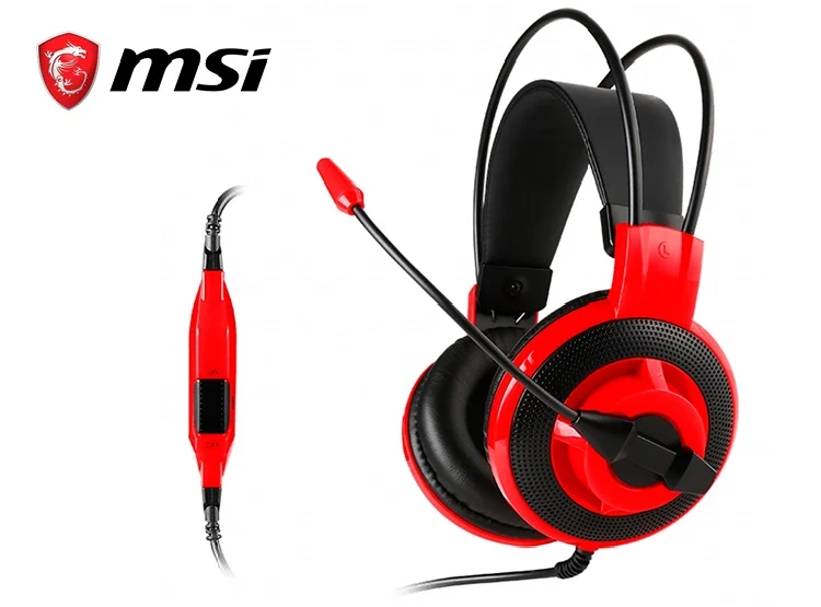 AUDIFONO GAMER MSI DS501 CONTROL DE VOLUMEN, ALMOHADILLAS SUAVES, COLOR NEGRO/ROJO DS501 GAMING HEADSET