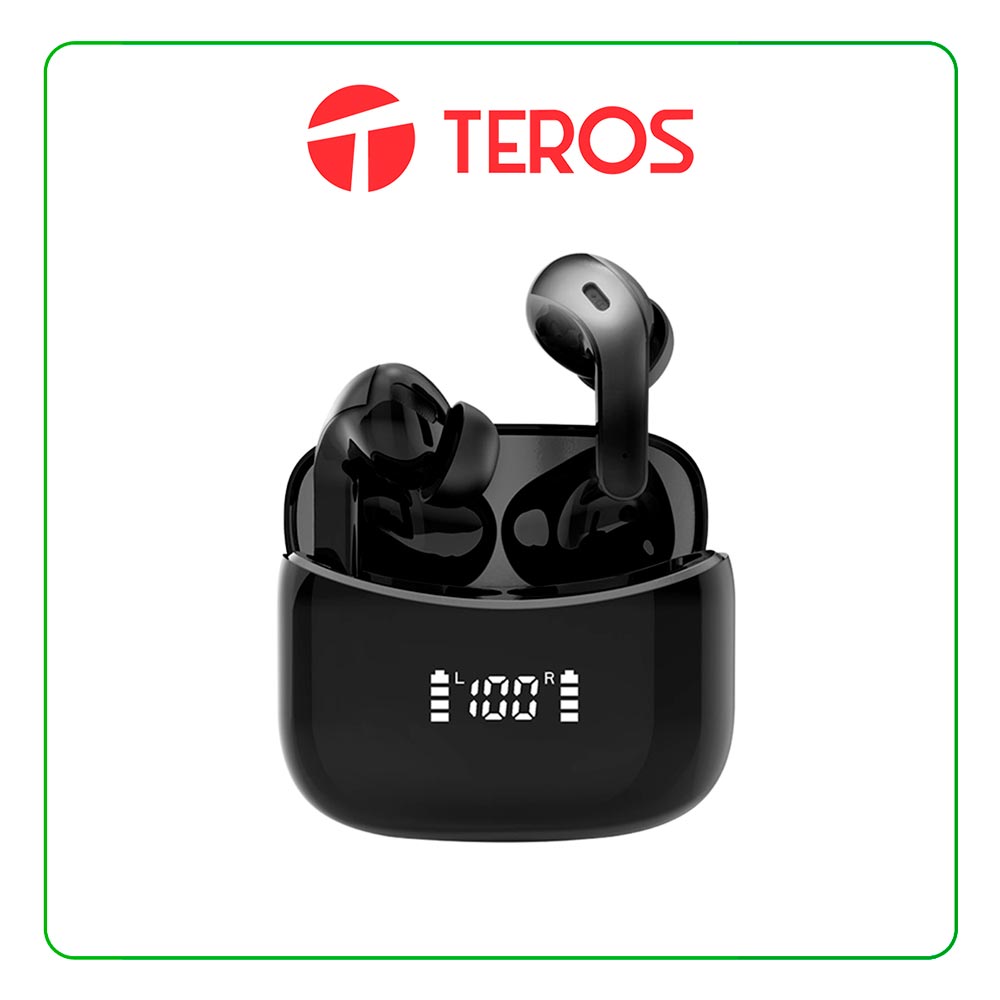 AUDIFONO TEROS TE-8074N INALAMBRICO TRUE WIRELESS (TWS), BLUETOOTH, ESTUCHE DE CARGA, COLOR NEGRO.