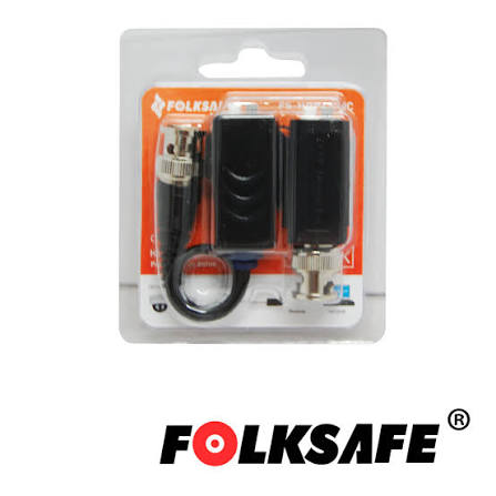 BALUN DE VIDEO FOLKSAFE FS-HDP4100C HD PASIVO, TRANSMITE SEÑAL DE CAMARA HD-TVI/CVI/AHD/CVBS POR CABLE UTP CAT5E/6 HASTA 440M(HD-CVI 720P)