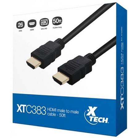 CABLE DE VIDEO XTECH XTC-383 HDMI A HDMI (TIPO A), LONGITUD APROX. 15.24 METROS (50 PIES), PARA LARGAS DISTANCIAS SIN N/P