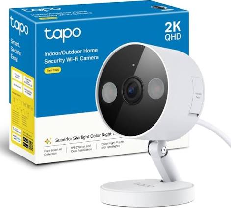 CAMARA DE SEGURIDAD WI-FI INTERIOR TP-LINK TAPO TAPO C120 RESOLUCION HD (VERIFICAR 1080P/2K), VISION NOCTURNA, DETECCIN DE MOVIMIENTO/PERSONA, ALMACENAMIENTO EN NUBE