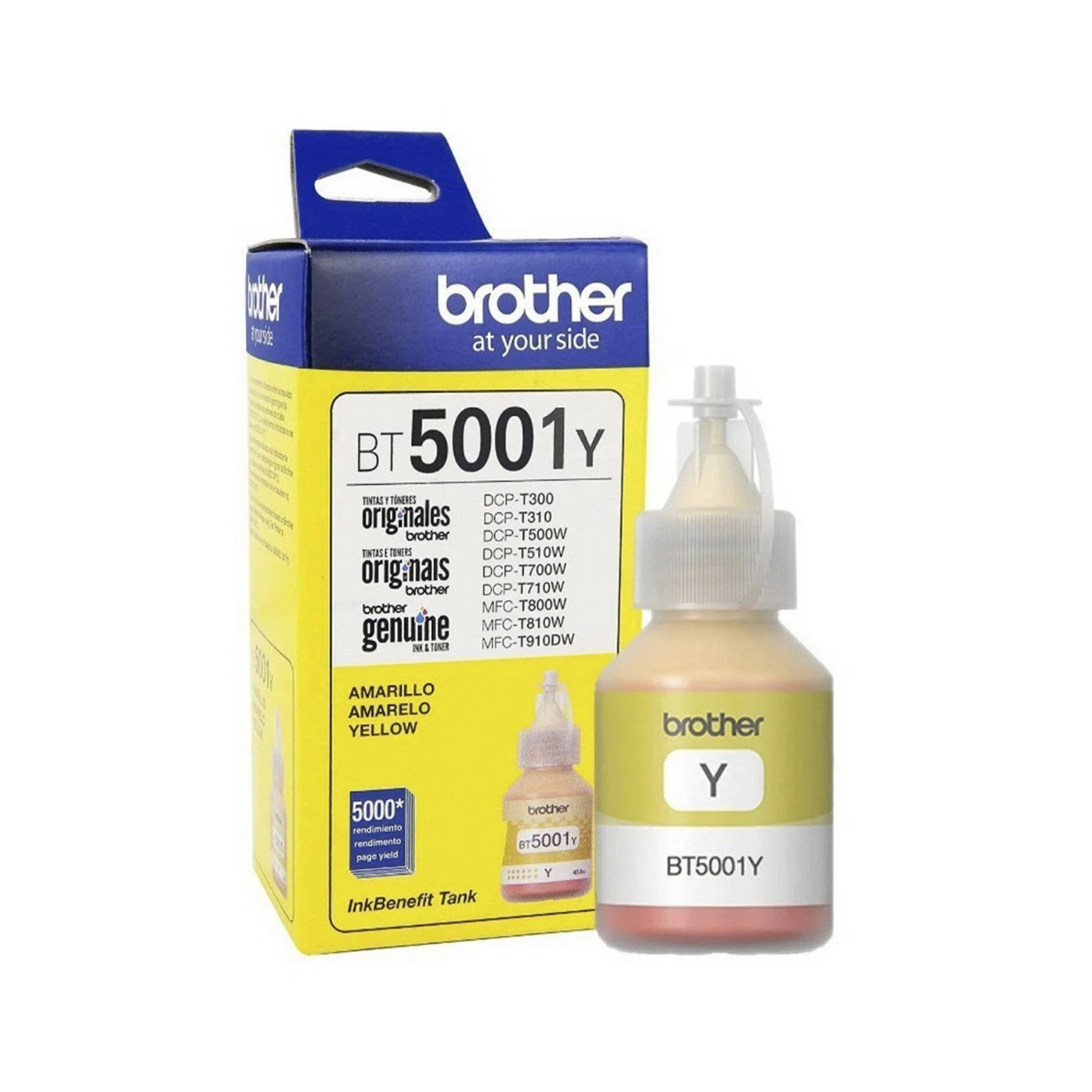 CARTUCHO DE TINTA BROTHER BT5001Y AMARILLO ORIGINAL BROTHER, PARA DCP-T300, DCP-T500W, DCP-T700W BT5001Y