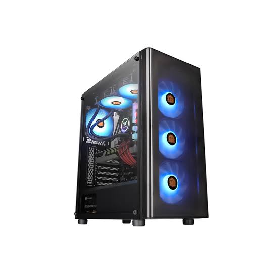CASE GAMER - THERMALTAKE - V200 - GABINETE MID-TOWER ATX, FUENTE DE 600W INCLUIDA, USB 3.0, AUDIO HD, VENTILADORES CON ILUMINACION, COLOR NEGRO
