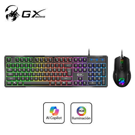 COMBO TECLADO Y MOUSE GAMER - GENIUS - GX SCORPION KM-GX6 - TECLADO MECANICO K6 SE 19 KEY ANTI-GHOSTING RGB + MOUSE SCORPION-M500 3200 DPI RGB AMBIDIESTRO, BOTON AI COPILOT - KM-GX6