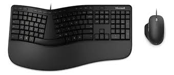 COMBO TECLADO Y MOUSE - MICROSOFT - ERGONOMIC DESKTOP - COMBO TECLADO ERGONOMICO Y MOUSE CABLEADO USB, DISEÑO DIVIDIDO Y CURVO, ESPAÑOL, COLOR NEGRO