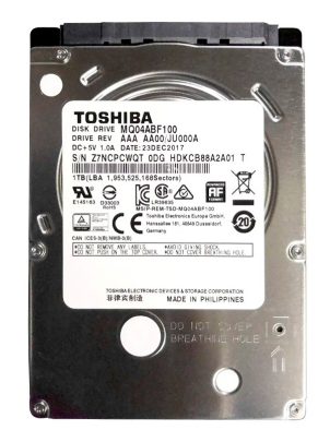 DISCO DURO - TOSHIBA - MQ04ABF100 - DISCO DE 1TB, 5400 RPM, 128MB CACHE, INTERFAZ SATA III (6GB/S), FORMATO 2.5"
