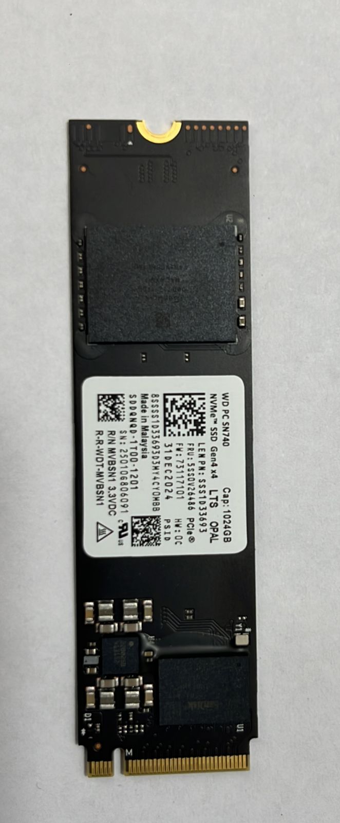 DISCO SOLIDO NVME - WESTERN DIGITAL - PC SN740 1024GB - SSD M.2 NVME OEM, VELOCIDAD PCIE 4.0, SDDQNQD-1T00-1201