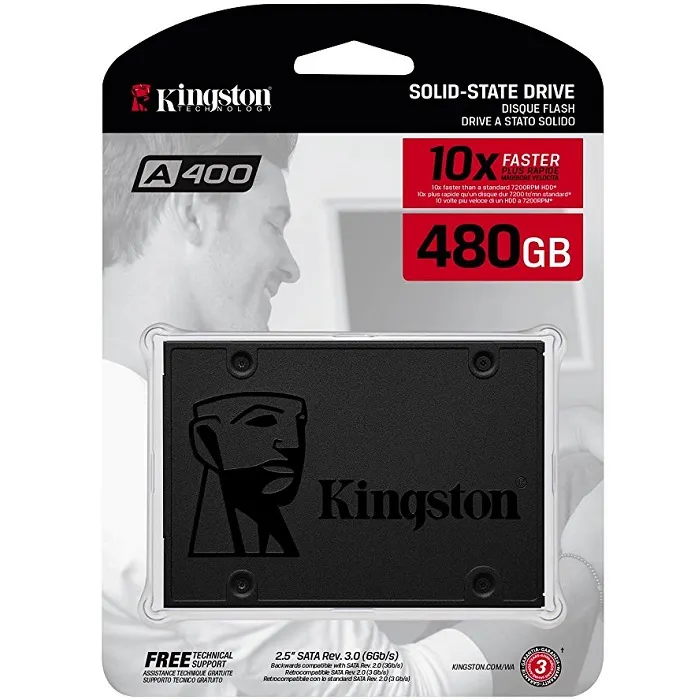 DISCO SOLIDO SATA KINGSTON A400 480GB (SA400S37/480G) SSD 2.5" 7MM SATA III 6GB/S, TECNOLOGÍA TLC, - (SA400S37/480G)