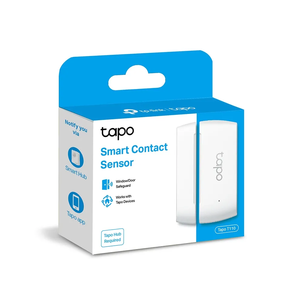 ELECTRONICO INTELIGENTE - SENSOR DE CONTACTO - TP-LINK - TAPO T110 - SENSOR DE CONTACTO/PUERTA/VIDRIO INTELIGENTE, WI-FI, APP TAPO, BATERIA, NOTIFICACIONES