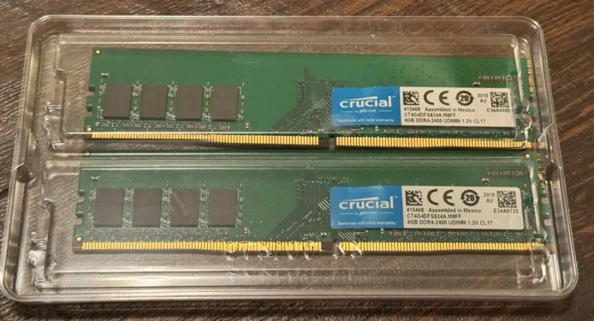MEMORIA RAM - CRUCIAL - CT4G4DFS824A - 4GB DDR4-2400MHZ, UDIMM 288-PIN, PC4-19200, NON-ECC UNBUFFERED, CL17, 1.2V