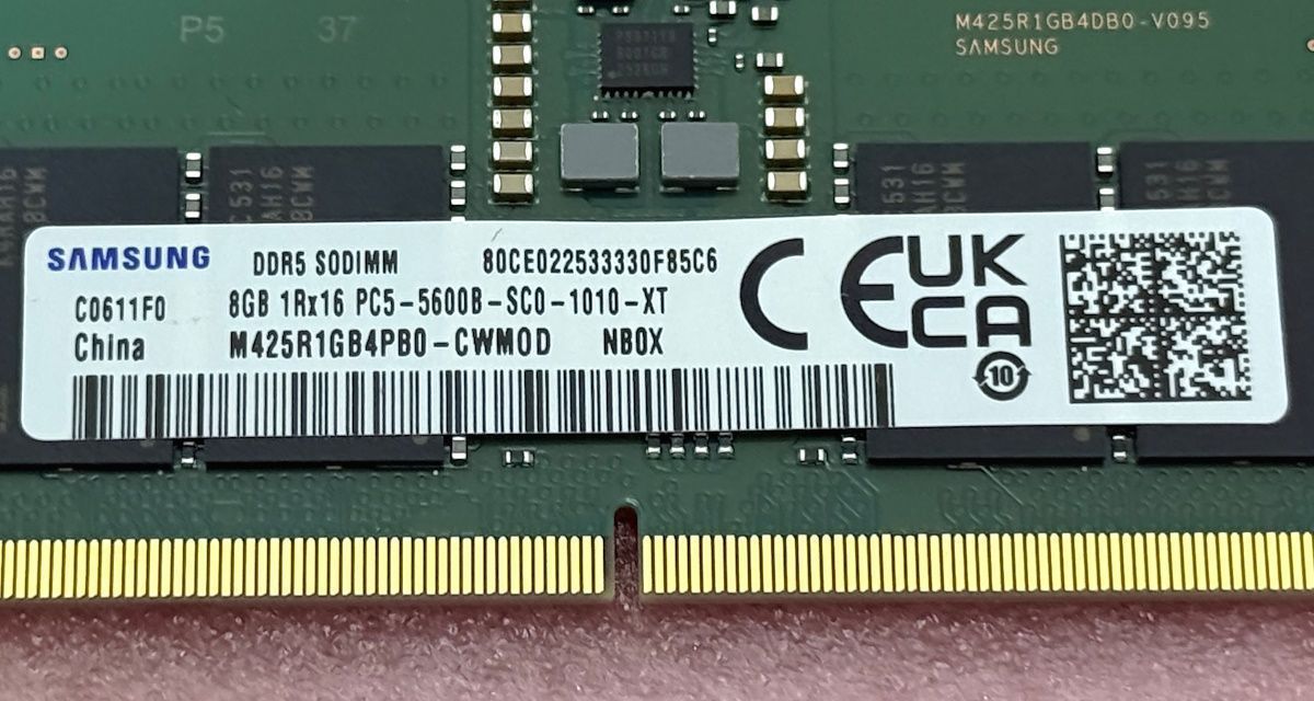 MEMORIA RAM - SAMSUNG - M425R1GB4PB0-CWM0D - 8GB DDR5-5600MHZ, SODIMM, 1RX16, PC5-5600B, PARA LAPTOP, NON-ECC - M425R1GB4PB0-CWM0D