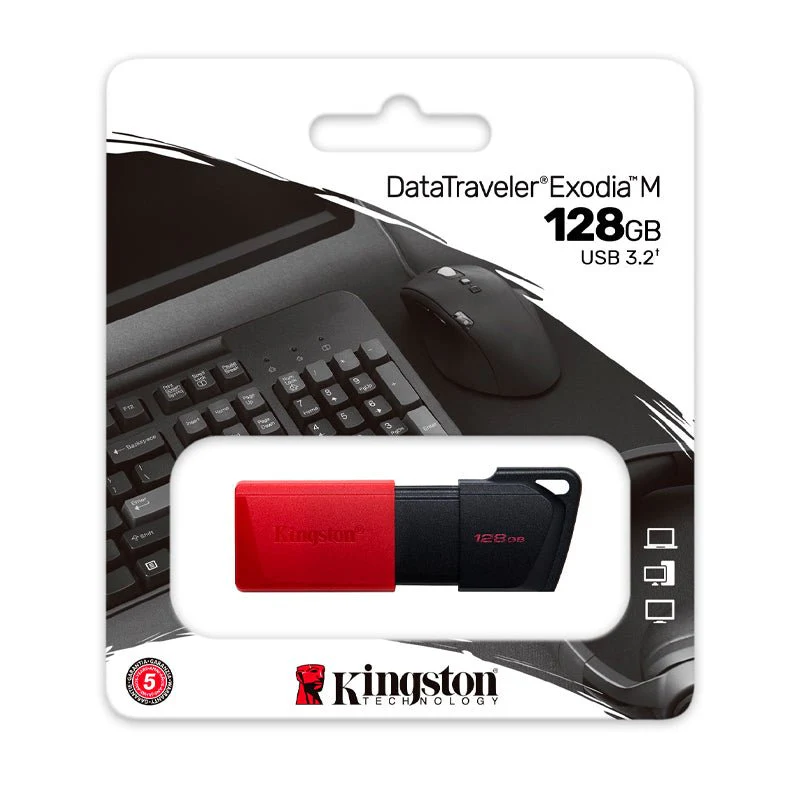 MEMORIA USB KINGSTON NEGRO/ROJO DATATRAVELER EXODIA DTXM/128GB -128GB, USB 3.2 GEN 1, COLOR ROJO - DTXM/128GB