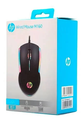 MOUSE GAMER - HP - M160 - MOUSE GAMER ALAMBRICO, CABLE 1.3M, DISEÑO ERGONOMICO, CONEXION USB, COLOR NEGRO - SIN N/P