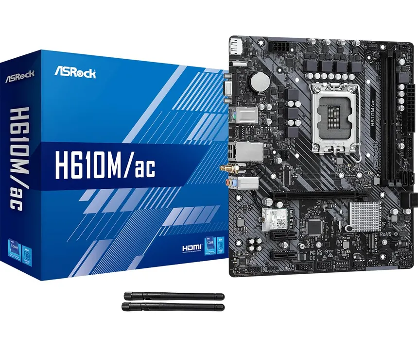 PLACA MADRE - ASROCK - H610M/AC - PLACA BASE MICRO-ATX, CHIPSET INTEL H610, SOCKET LGA1700, WIFI INTEGRADO, DDR4 - SIN N/P
