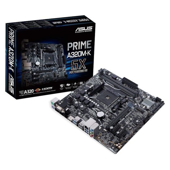 PLACA MADRE ASUS PRIME A320M-K, AM4, AMD A320, DDR4, SATA 6.0, USB 3.1, VD/SN/NW.