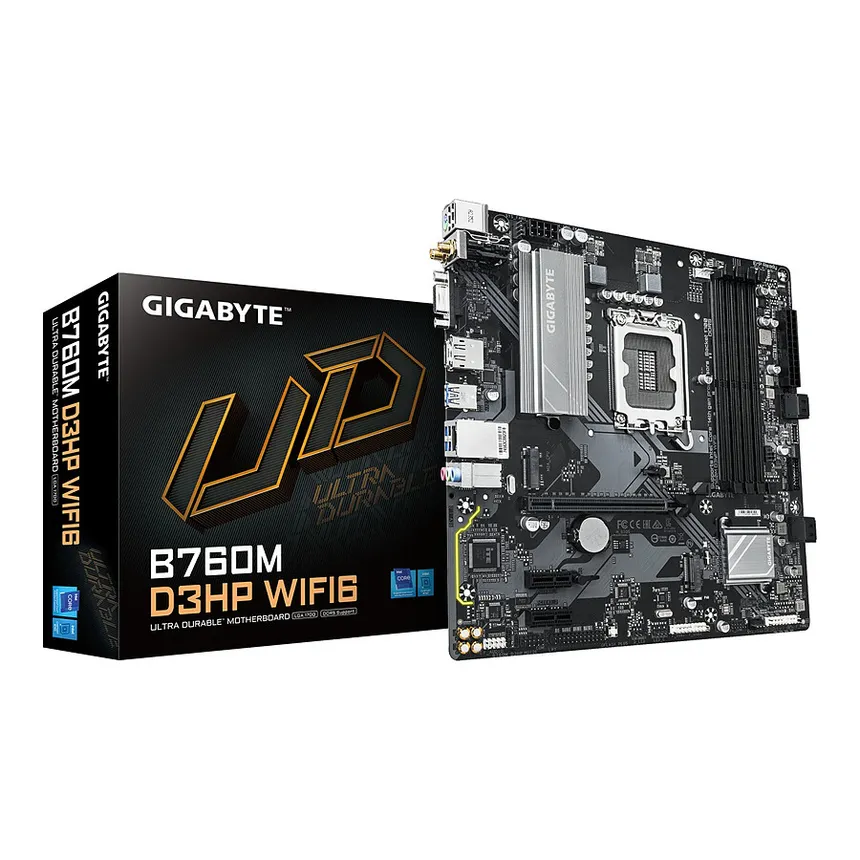 PLACA MADRE - GIGABYTE - B760M D3HP WIFI6 - PLACA BASE MICRO-ATX, CHIPSET INTEL B760, SOCKET LGA1700, WIFI 6, DDR4, PCIE 4.0 - B760M D3HP WIFI6