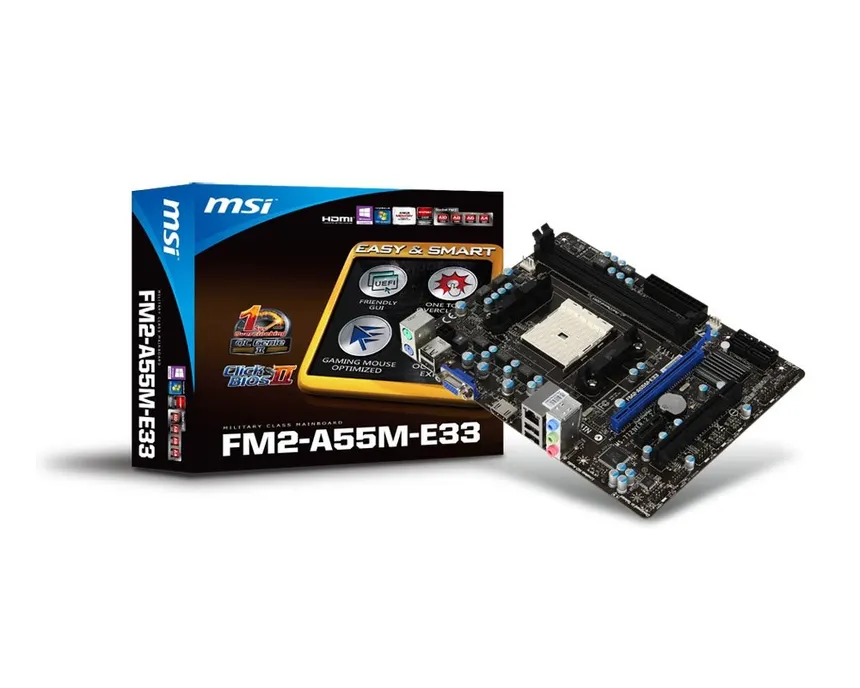 PLACA MADRE - MSI - A55M-E33 - PLACA BASE MICRO-ATX, CHIPSET AMD A55, SOCKET FM2/FM2+, DDR3, HDMI, VGA, USB 2.0 - A55M-E33
