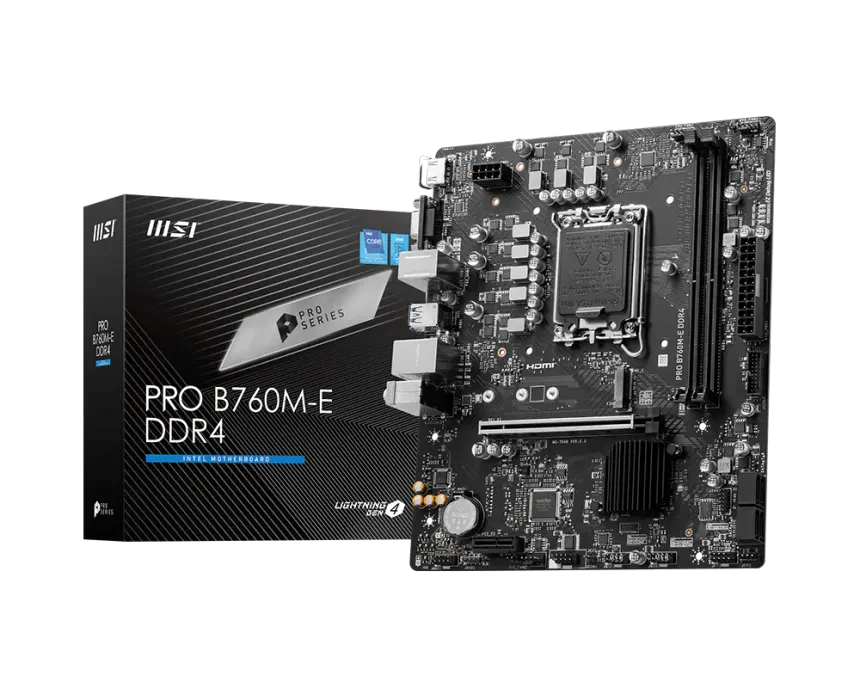 PLACA MADRE - MSI - PRO B760M-E DDR4 - PLACA BASE MICRO-ATX, CHIPSET INTEL B760, SOCKET LGA1700, DDR4, PCIE 4.0 - SIN N/P