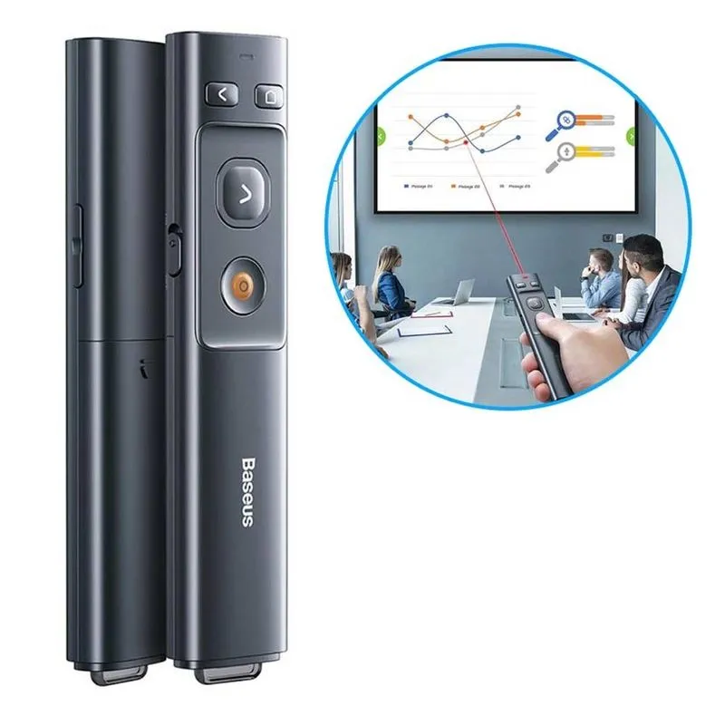 PRESENTADOR LASER BASEUS INALAMBRICO USB+TIPO C NEGRO - Vista 2