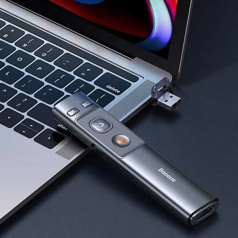 PRESENTADOR LASER BASEUS INALAMBRICO USB+TIPO C NEGRO - Vista 4