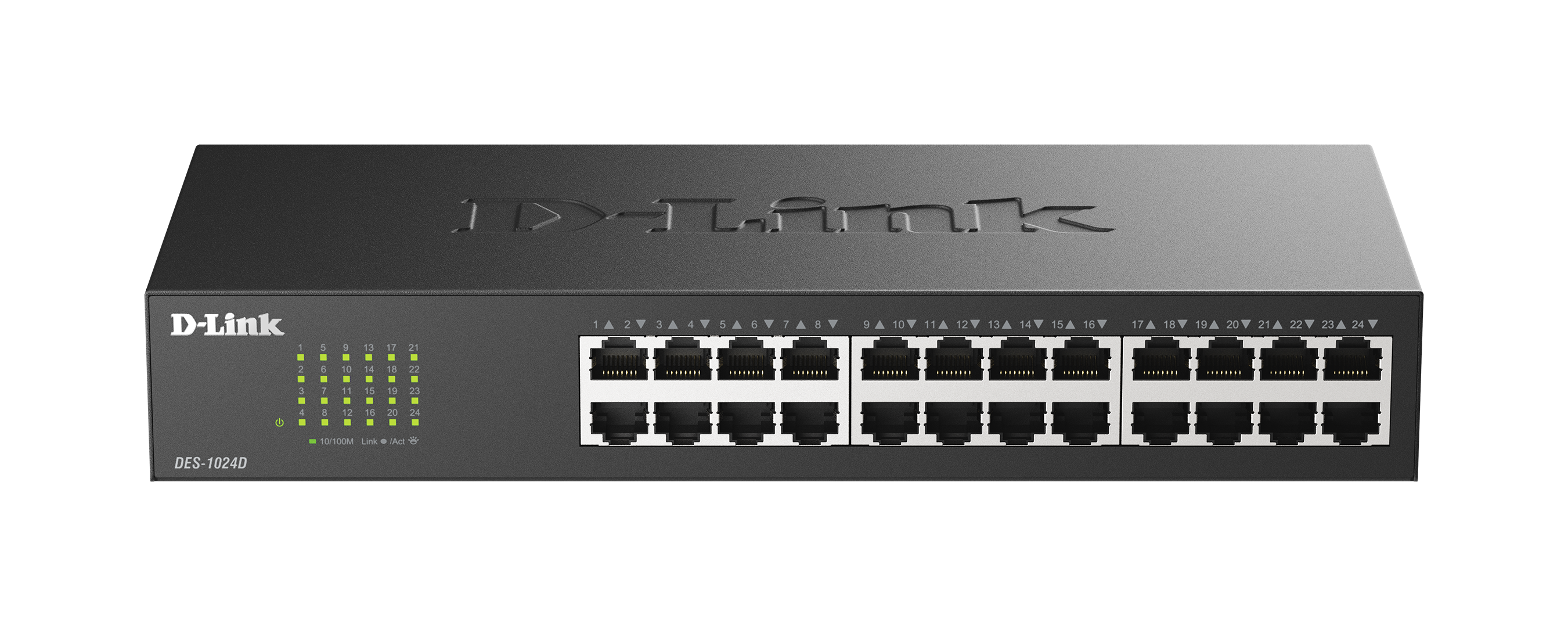 SWITCH - D-LINK - DES-1024D - SWITCH NO ADMINISTRADO DE 24 PUERTOS, 10/100 MBPS, AUTO-MDIX, HAZ DE CABLES INCORPORADO, DISEÑO DE RACK - DES-1024D