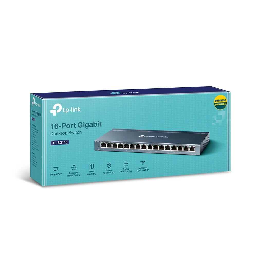 SWITCH TP-LINK TL-SG116 V1.2 SWITCH NO ADMINISTRADO GIGABIT DE 16 PUERTOS, AUTO-NEGOCIACION, AUTO-MDIX, FORMATO RACK-MOUNT - 1730502243