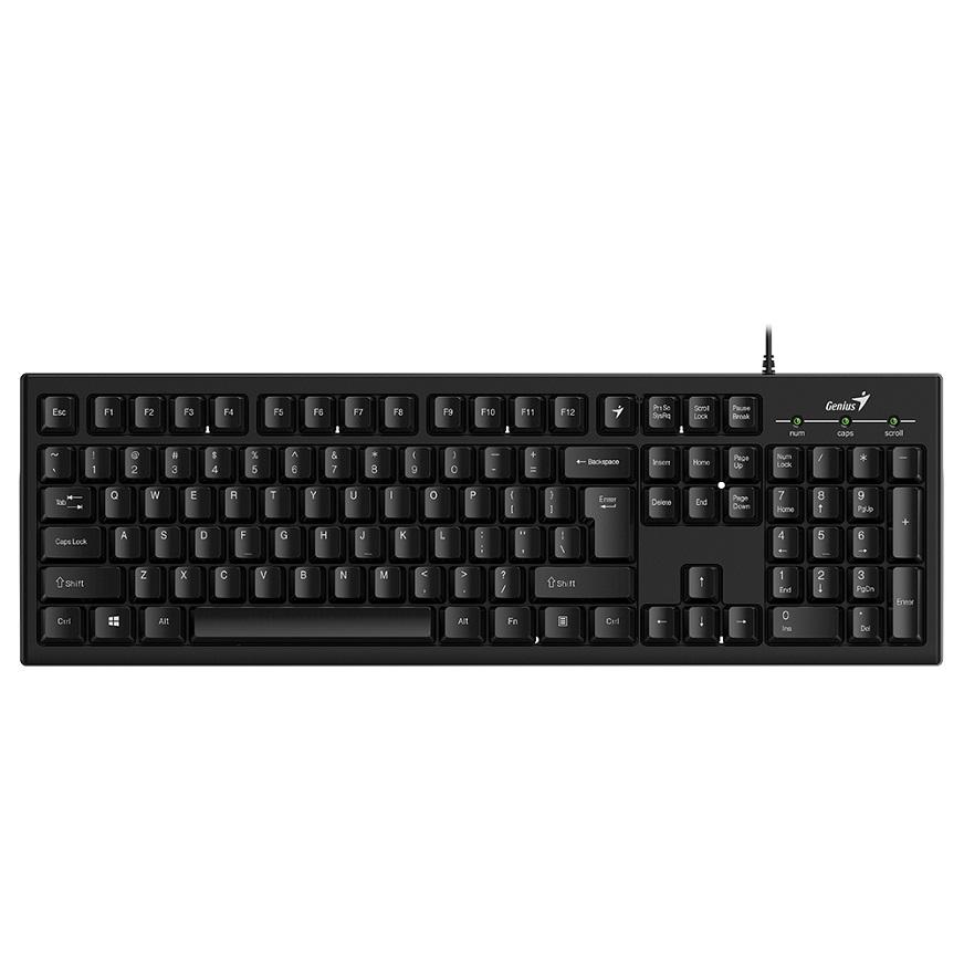TECLADO GENIUS KB-100 ALAMBRICO USB, DISTRIBUCION ESPAÑOL, TECLAS SILENCIOSAS, DISEÑO DELGADO, COLOR NEGRO